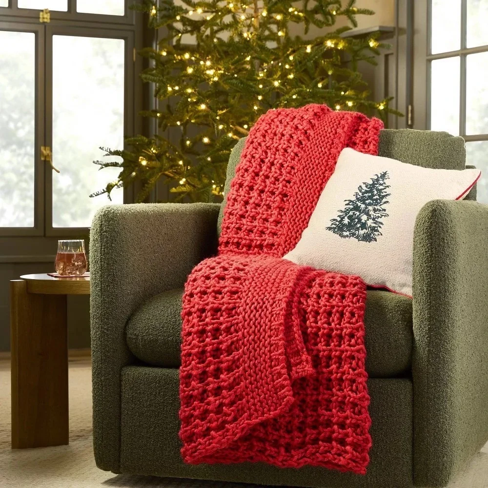 Cable Knit Throw Blanket Red - Hearth & Hand Magnolia, Target Christmas 2024